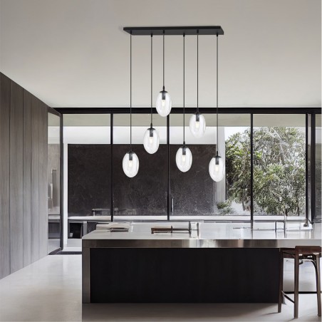 Lámpara colgante Celeste Transparente (6 luces)