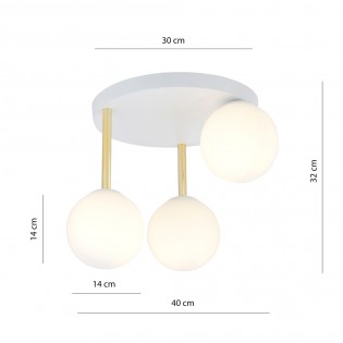 Plafón de techo Telpa II Opal (3 luces)