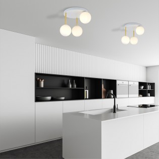 Plafón de techo Telpa II Opal (3 luces)