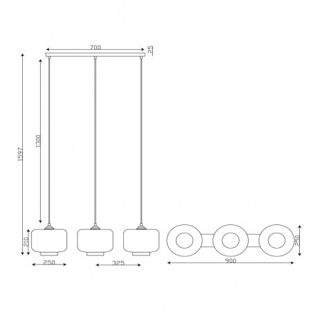 Regleta de techo Medine Opal (3 luces)