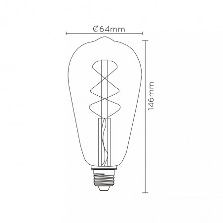 Bombilla filamentos crepuscular LED E27 Ámbar ST64 (4W)