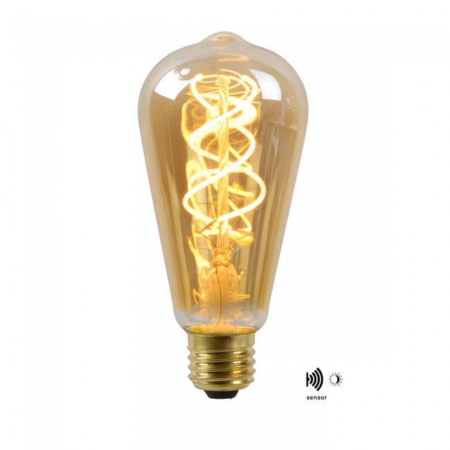 Bombilla filamentos crepuscular LED E27 Ámbar ST64 (4W)