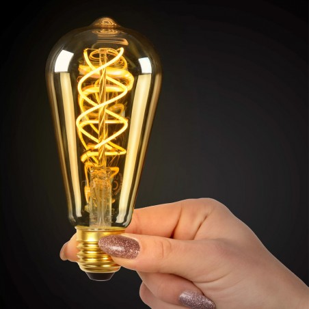 Bombilla filamentos crepuscular LED E27 Ámbar ST64 (4W)