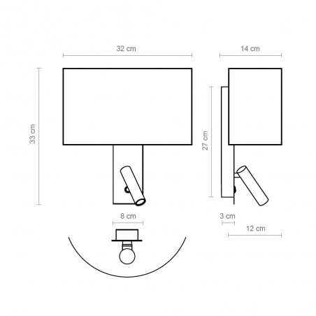 Aplique con lector LED Corba Encintada Algodón (3W)