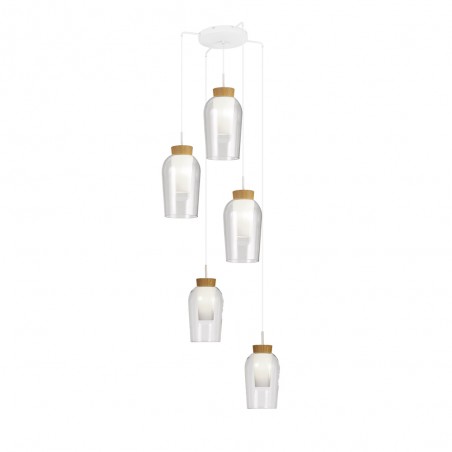 Lámpara colgante Nora Madera (5 luces)