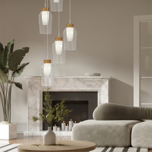 Lámpara colgante Nora Madera (5 luces)