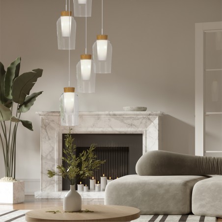 Lámpara colgante Nora Madera (5 luces)