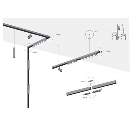 Carril magnético de superficie Magneto 48V. (2 metros)