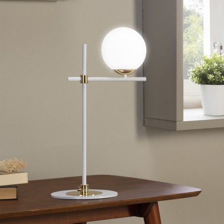Lámpara de mesa Merasi Blanco-Oro