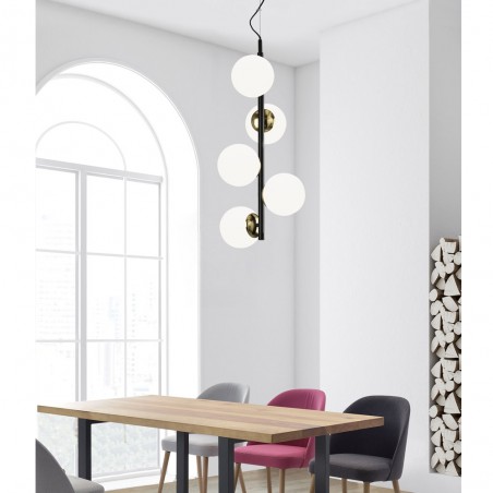 Lámpara de techo Merasi Negro-Oro (5 luces)