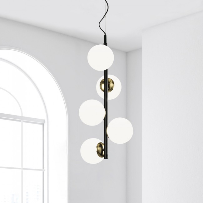 Lámpara de techo Merasi Negro-Oro (5 luces)