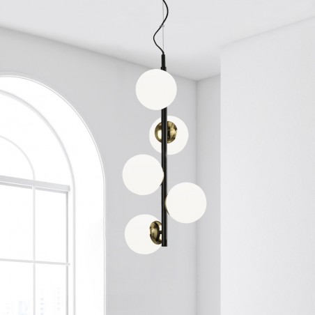 Lámpara de techo Merasi Negro-Oro (5 luces)