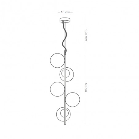 Lámpara de techo Merasi Negro-Oro (5 luces)