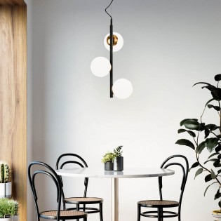 Lámpara colgante Merasi Negro-Cobre (3 luces)