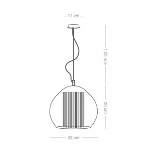 Lámpara colgante Bola Cuerda Plata 25