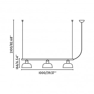 Lámpara colgante lineal Tatawin M (3 luces)