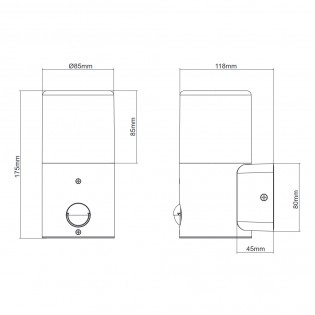 Aplique de pared Hoosic con sensor de movimiento