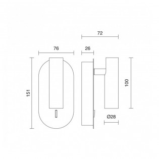 Aplique lector LED con interruptor Dirk II (3W)