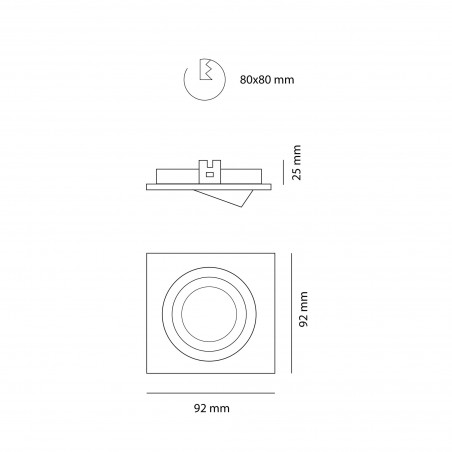 Empotrable LED CLASSIC cuadrado aluminio blanco (8W)