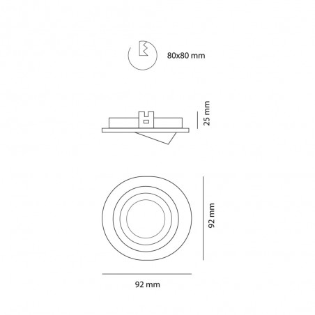 Empotrable de techo LED Classic Redondo Aluminio (8W)