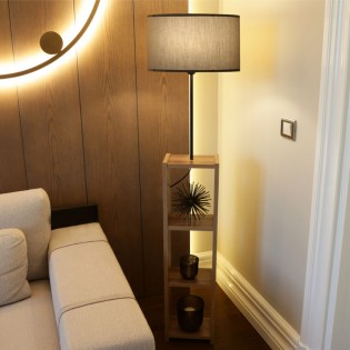 Lámpara de pie estantería Diero Gris