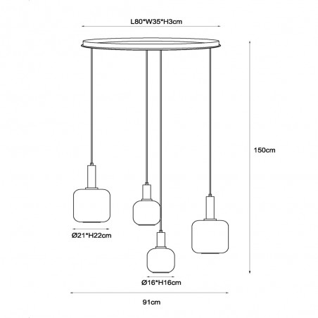 Lámpara colgante Eloise (4 luces)