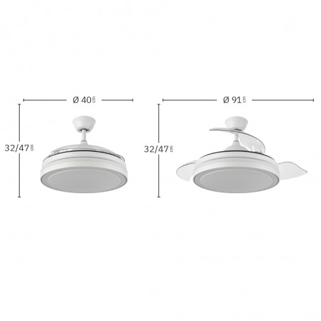 Ventilador LED con aspas plegables Esparta Mini CCT (72W)