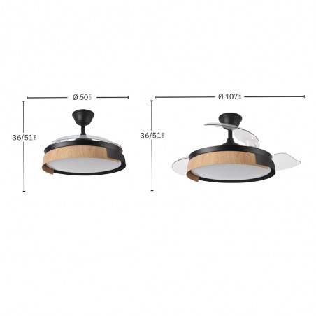 Ventilador LED aspas plegables Provenza CCT (72W)