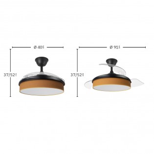 Ventilador LED aspas plegables Moda Mini Amarillo (72W)