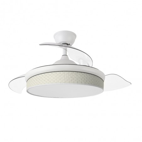 Ventilador LED aspas plegables Moda Mini Cañizo Blanco (72W)
