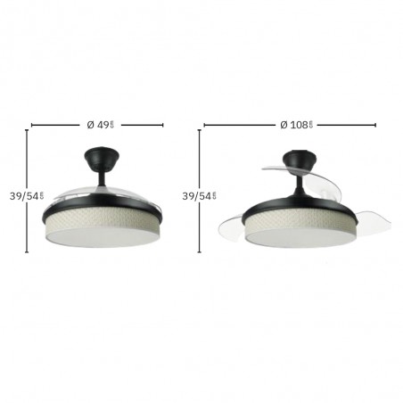 Ventilador LED aspas plegables Moda Cañizo Blanco (72W)