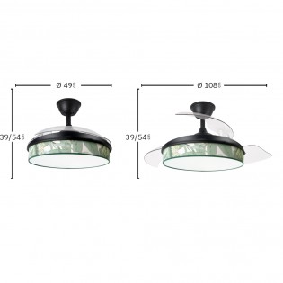 Ventilador LED aspas plegables Moda Hoja Verde (72W)