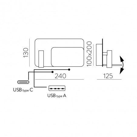 Aplique de pared con lector LED Laika (4W+3W)