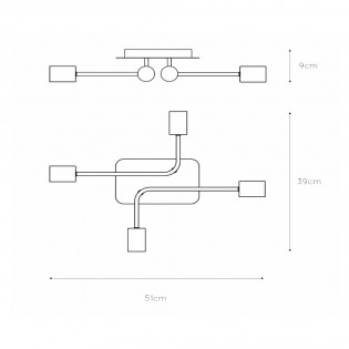 Plafón de techo Lester Oro (4 luces)