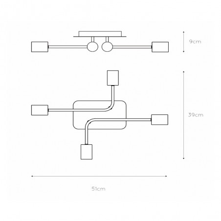 Plafón de techo Lester Oro (4 luces)