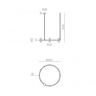 Lámpara colgante LED Tura Oro (12x3W)