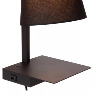 Aplique de pared con repisa y USB Gregory