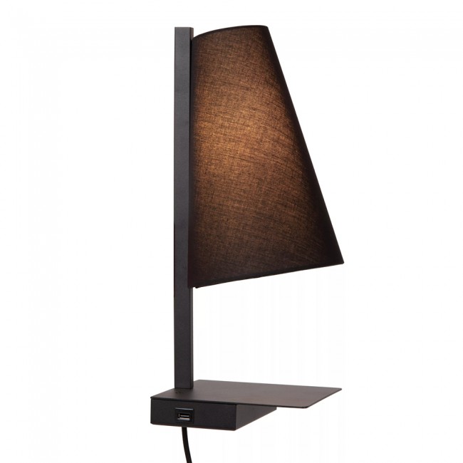 Aplique de pared con repisa y USB Gregory