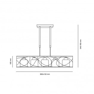 Lámpara Alexandra wengué (5 luces)