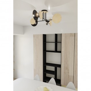 Plafón de techo Olante Negro (4 luces)