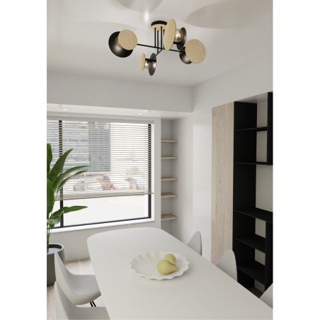 Plafón de techo Olante Negro (4 luces)