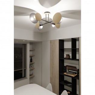 Plafón de techo Olante Negro (4 luces)