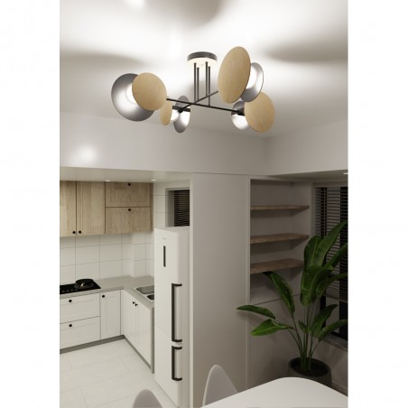 Plafón de techo Olante Negro (4 luces)