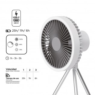 Ventilador de mesa portátil con batería LED Brise (5.5W)