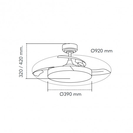 Ventilador LED aspas retráctiles Taoro Mini CCT Dim (46W)