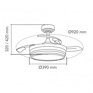 Ventilador LED aspas plegables Lander Mini CCT Dim (46W)