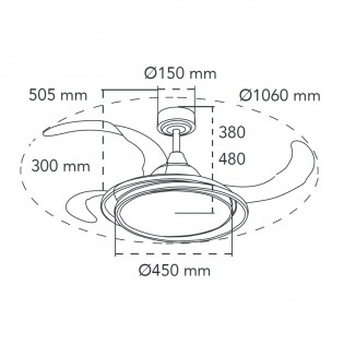 Ventilador LED aspas plegables Antila RGB CCT (65W)