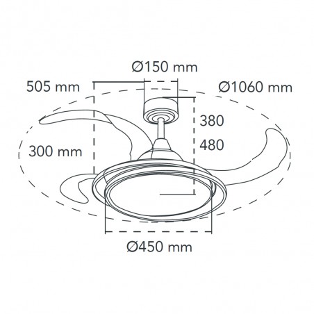 Ventilador LED aspas plegables Antila RGB CCT (65W)