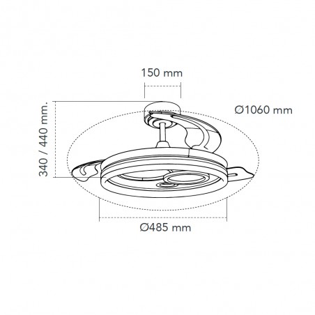 Ventilador LED con aspas plegables Naira CCT Dim (50W)