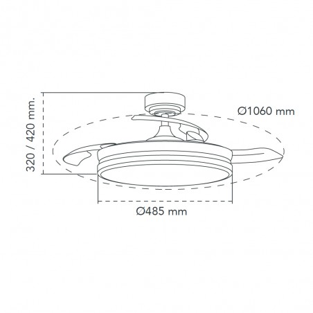Ventilador LED aspas plegables Panam CCT Dim (72W)